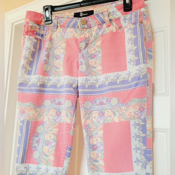 GP Jeans Pink Fleur-de-lis Pattern Pants - Picture 4 of 11